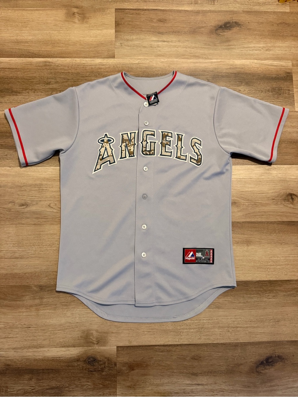Majestic Albert Pujols Los Angeles Angels Salute To Service Jersey Mens M Gray